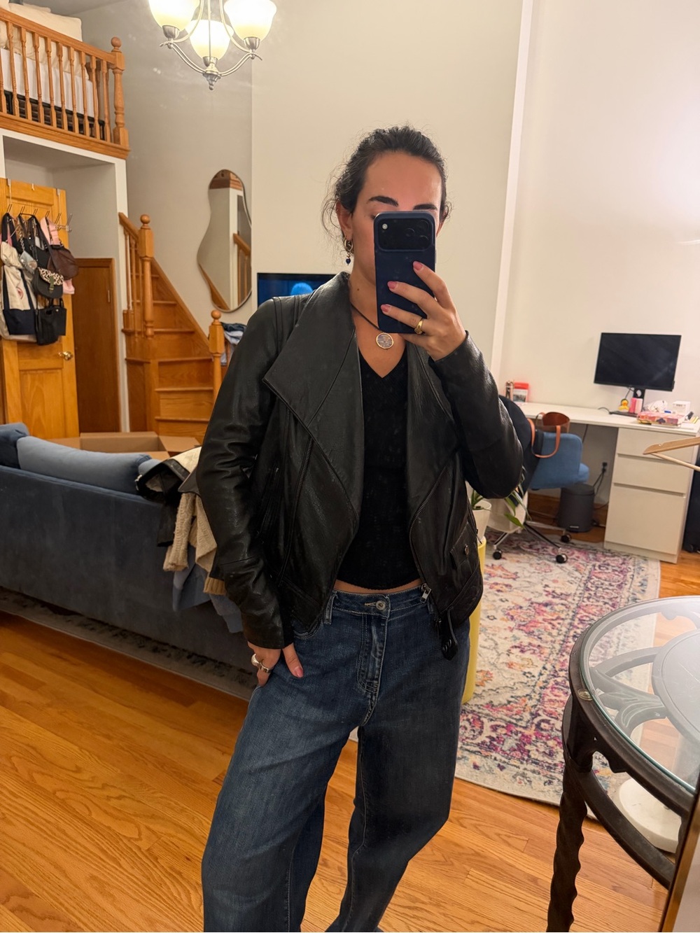 Vince Black Leather Motorcycle Jacket